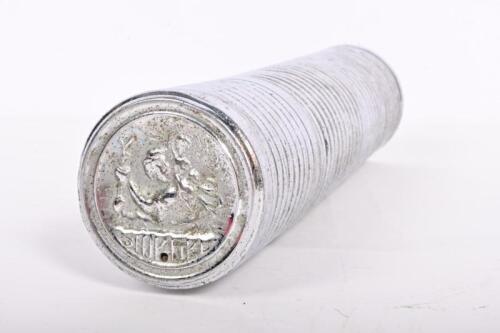 FIRE EXTINGUSHER: A French circa 1940/50s 'Stop Fire' chrome plated brass fire extinguisher, 20cm high, 5cm diameter