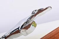 DELAGE: A 1920s nickle plated 'Leaping Greyhound' for Delage after Casimir Brau mounted on wooden stand, later replated, 18cm long - 4