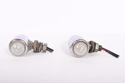 INDICATOR: A pair of circa 1930/40s chrome on brass indicator lamps, 8.5cm long, glass 2.5cm