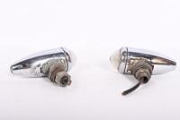 INDICATOR: A pair of circa 1930/40s chrome on brass indicator lamps, 8.5cm long, glass 2.5cm - 2