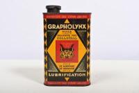 GRAPHOLYNX: A French Grapholynx oil tin, marked to base J Carnaud & Fils, 15.5cm high