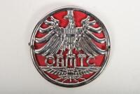 AUSTRIA: An '&Atilde;&ndash;sterreichische Automobil-Motorrad-und Touring Club' car club badge issued in 1946, metal with red backing, mounting screws, 9.5cm diameter