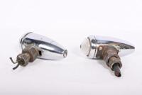 INDICATORS: A pair of circa 1930/40s chrome on brass indicator lamps, 8.5cm long, glass 2.5cm - 2