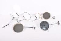 WING MIRRORS: A collection of six 1950s wing mirrors, including Wibroc and Tex, longest 29.5cm, mirrors 10-10.5cm