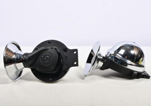 LUCAS: A pair of 1940s Lucas chrome plated twin tone horns, NOS, 19cm high