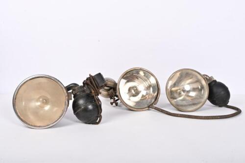AUTOREELITE: A collection of fhree Autoreelite spotlights with rear view mirrors, glass 13cm diameter