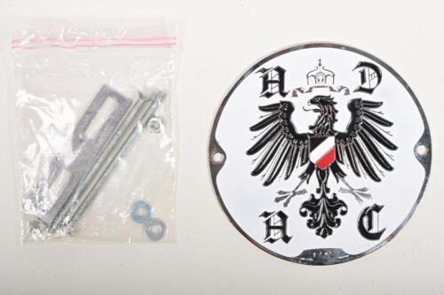 BADGE: A recent Austrian "Osterr Automobil Club" badge, with chrome on brass and enamel, number to lower centre "1745" and stamped, with mounts, 9.8cm diameter