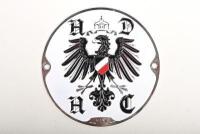 BADGE: A recent Austrian "Osterr Automobil Club" badge, with chrome on brass and enamel, number to lower centre "1745" and stamped, with mounts, 9.8cm diameter - 2