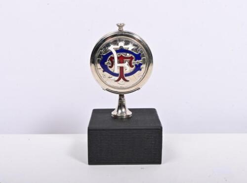 TOURING CLUB OF FRANCE: A French TCF touring club radiator mascot, nickle on brass mounted on wooden stand, 11cm high