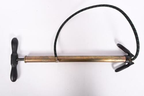 PRIMA: A 1920s Prima brass footpump, 52.5cm high