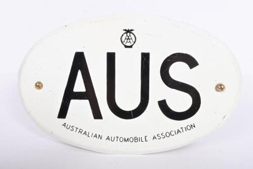 AAA: An Australian Automoble Association AUS international plate, 15.5 x 24.5cm