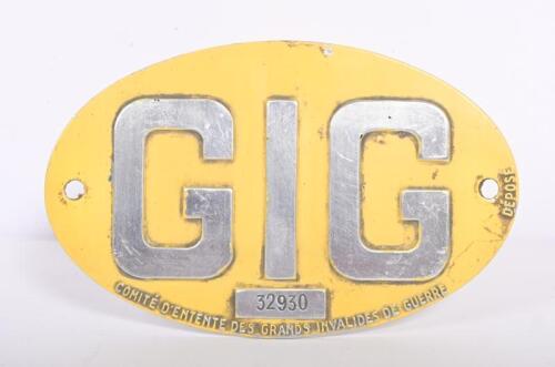 GIG: A French war veterans aluminium plate by Depose, numbered 32930, 10 x 16cm