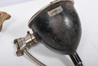 SPOTLIGHTS: A collection of four 1920s spotlights, including S&M lamp company, Autoreelite and Agree B, largest glass 14.5cm diameter - 6