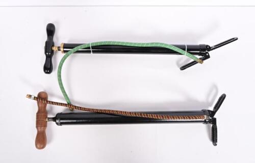 FOOTPUMPS: A collection of two restored footpumps, longest 54cm