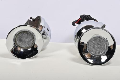 LUCAS: A pair of 1940s Lucas chrome twin tone horns, 17cm long