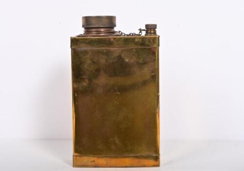 OIL CONTAINER: A 1910/20s French brass oil container, 20cm high