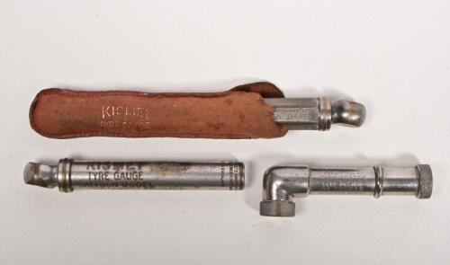KISMET: A collection of three Kismet tyre pressure gauges, one with leather case, longest 8cm