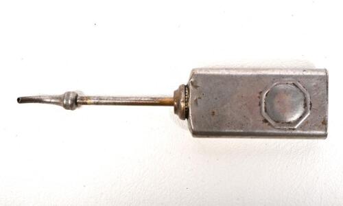 HIRSCH: A circa 1900 Hirsch nickle on brass oiler, stamped Hirsch to side, patented 1895, 11cm high