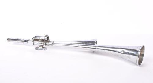 CICCA: A Cicca nickle plated Testaphone with two trumpets, lacking one (incomplete) 49cm long