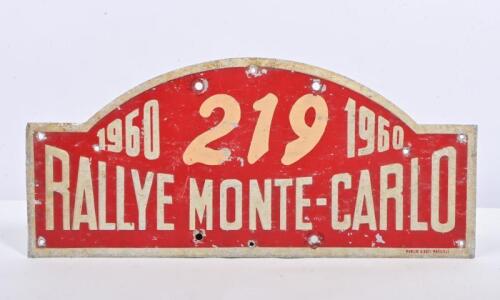 MONTE-CARLO RALLY: A 1960 Monte-Carlo Rally rally participant plate number 219, driven by M. Bausola in his Austin, embosseed aluminium plate, marked lower right Manilux R.Haxo, Marseille, 19.5 x 44cm