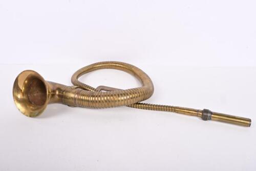 TRUMPET: A brass trumpet and tube, 130cm long approx