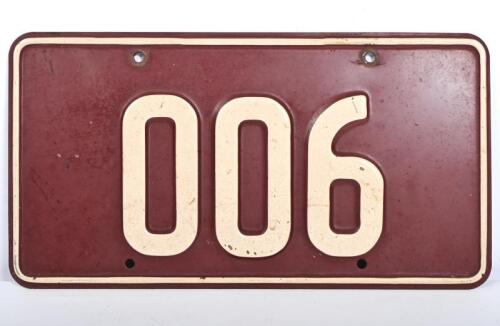 REGISTRATION PLATES: An early Victorian historic registration plate '006'