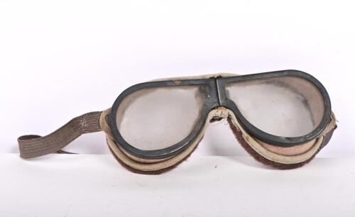 GOOGLES: A pair of vintage motorcycle glasses, plated copper, cloth and elastic, 16cm across