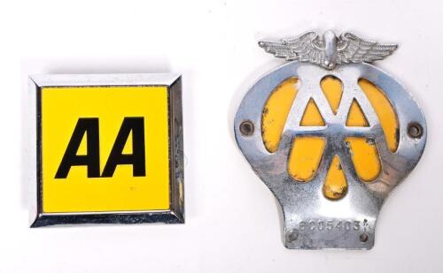 AA: Two British AA membership car badges