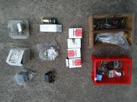 PARTS: A collection of assorted electrical items, including points kit; condensers, ignition switches regulators and other used parts