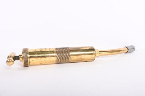 ENOTS: A circa 1920s&nbsp;Enots motorcycle brass grease gun, 22.5cm long