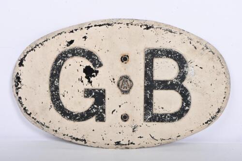AA: A vintage pressed tin Great Britain GB plate by the AA, 14.5 x 24cm