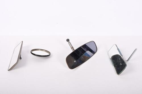 MIRRORS: Three rear view mirrors and a wing mirror, largest 6 x 19cm