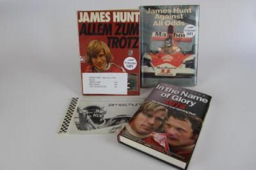 JAMES HUNT: Four James hunt books (signed Hunt, Lauda and Scheckter)