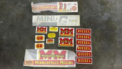 DECALS: A collection of mainly Minneapolis Moline tractor decals