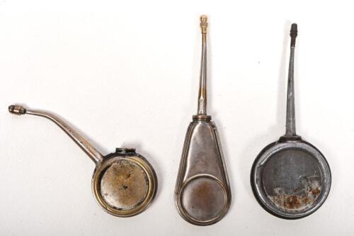 OILERS: Three circa 1910/20s nickle on brass oilers, largest, 13cm long
