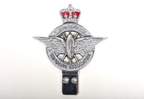 C.S.M.A: A 1950s Civil Service Motoring Association car badge, chrome on brass, enamel, crown finial, 9.5cm wide