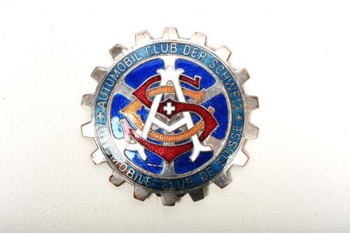 SWISS: A 'Neuchatel' Automobile Club De Suisse car badge by Paul Kramer with central enemelled emblem, nicel on brass, 7cm diameter