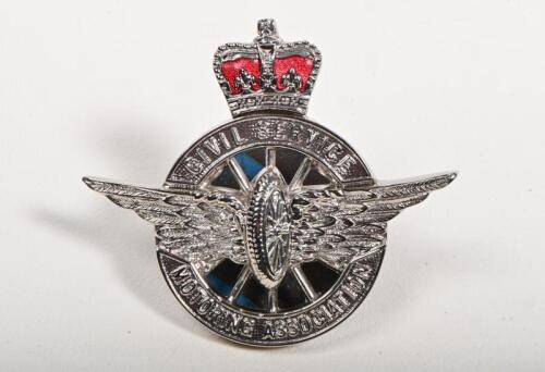 C.S.M.A: A 1950s Civil Service Motoring Association car badge, nickel on brass, enamel, crown finial, cm wide