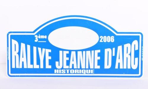 RALLY PLATE: A 2006 Rallye Jeanne d'Arc Historique rally participant plate, printed on plastic, 20 x 43cm