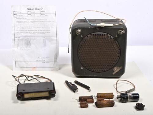 RADIO: A rare 1947 Australian Astor Model JM (Serial No. JM3861) Bakelite radio and matching metal under dash speaker, with connections and repair report, in working order