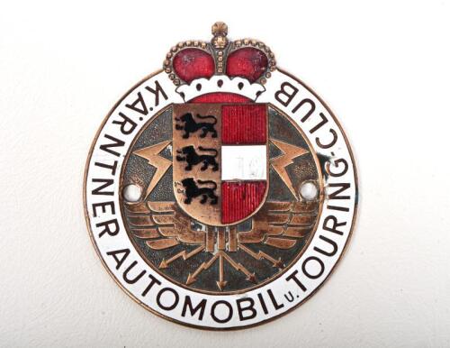 K.A.T.C: An Austrian 'KARNTNER AUTOMOBILE TOURING CLUB' membership badge by Schwertner & Cle, brass, enamelled central emblem and crown, chips to enamel, 8cm diameter