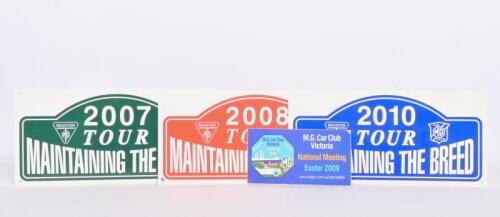 RALLY PLATE: Three Maintaining the Breed rally participants plates 2007, 2008 and 2010, 13.5 x 27cm