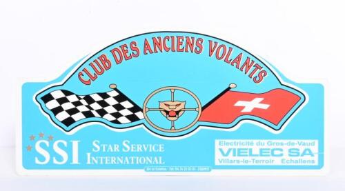 RALLY PLATE: A Club Des Anciens Volantis participant plate, printed on plastic, 21.5 x 45cm