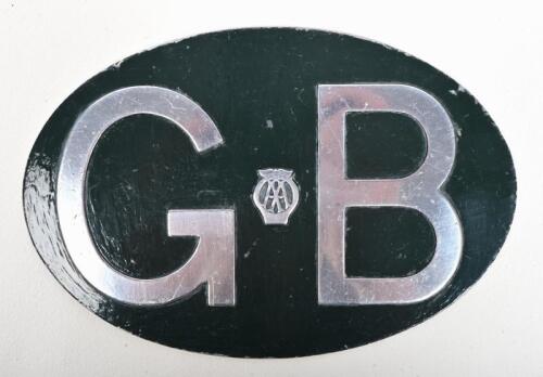 AA: A circa 1950s Great Britain 'GB' international letter plate by the AA, polished alloy on painted black background, 12 x 18cm high