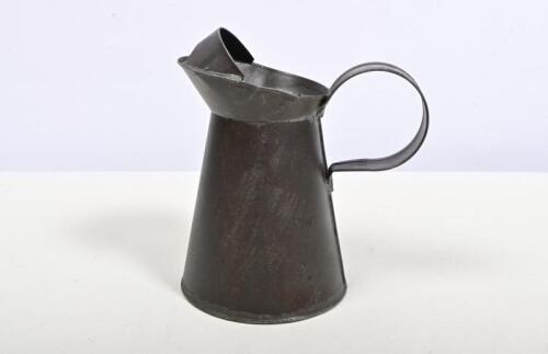 OIL POURER: An Edwardian one pint tin oil pourer, impressed marks to rim, 16cm high