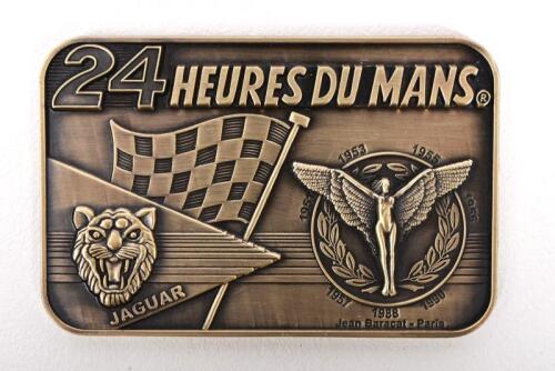 LE MANS/JAGUAR: A Le Mans comemmorative plaque by Jean Baracat, alloy, 6 x 9cm
