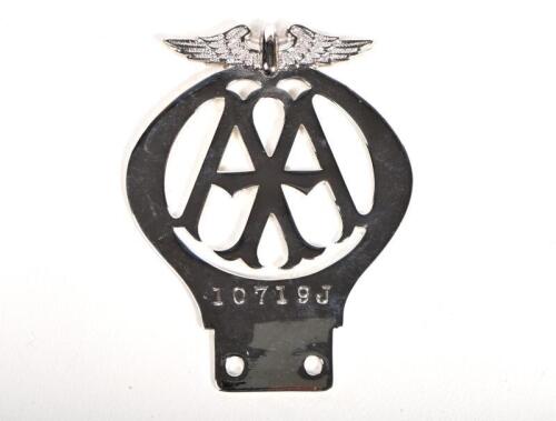 AUTOMOTIVE ASSOCIATION: A circa 1930s Automobile Association AA nickel on brass badge, replated, 10.5cm high