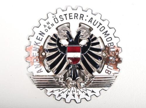 OAC: A 1920's OAC car badge 'ANDENKEN an den OSTERR AUTOMOBIL CLUB' by Stoger, enamelled double headed eagle on chrome, 9.5cm diameter