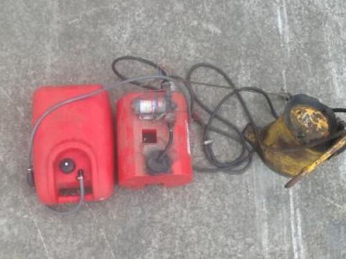 TANKS: Three mobile fluid tanks, two plastic and one metal