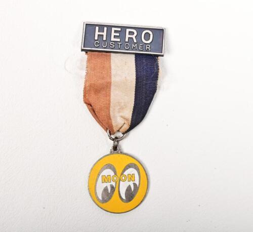 MOON: A rare circa 1960s Moon Speed Equipment 'Hero Customer' enamelled medal, 10cm high